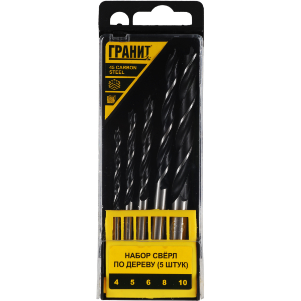 Набор сверл ГРАНИТ по дереву из 5 штук