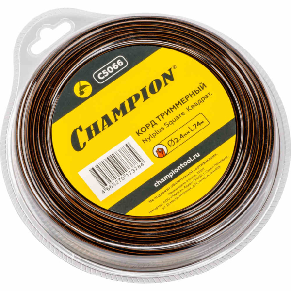 Леска CHAMPION Nylplus Square 2,4*74 м (квадрат)   C5066