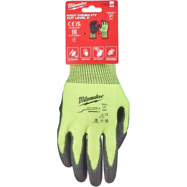 Перчатки сигнальные Milwaukee с уровнем сопротивления порезам 5 размер 8 (M)