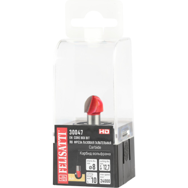 Фреза пазовая гальтельная FELISATTI 12.7х10мм R6.35 хвостовик 8мм   30047