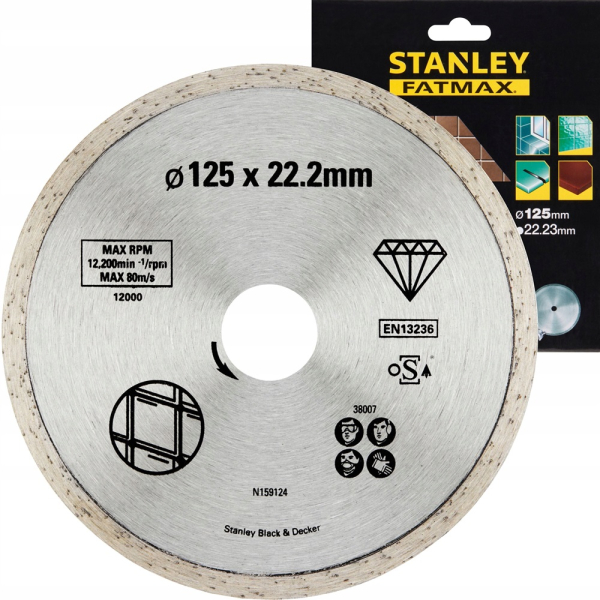 Диск алмазный STANLEY  125*22,2 сплошной   STA38007