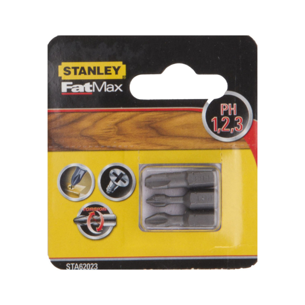 Набор бит STANLEY  FatMax Torsion PH 1, 2, 3*25мм из 3 штук  STA62023