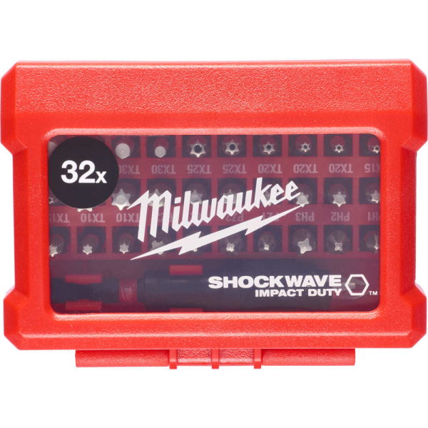 Набор Milwaukee: Набор бит SHOCKWAVE 32шт+Очки защитные с покрытием AS/AF прозрачные