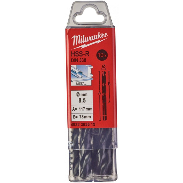Сверло Milwaukee HSS-R по металлу 8.5 мм 10 шт
