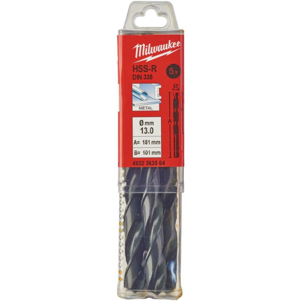 Сверло Milwaukee HSS-R по металлу 13.0 мм 5 шт