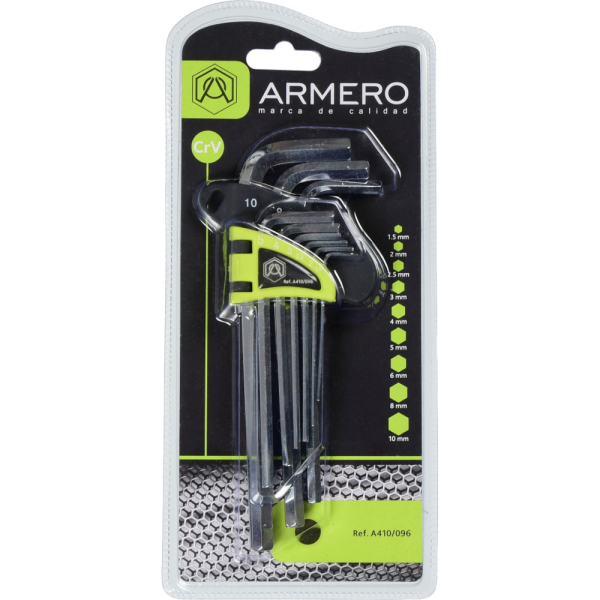Набор шестигранных ключей ARMERO длинные Cr-V (9 шт)      A410/096