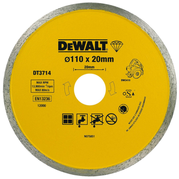 Диск алмазный DEWALT DT 3714 110*20,0 мм сплошной