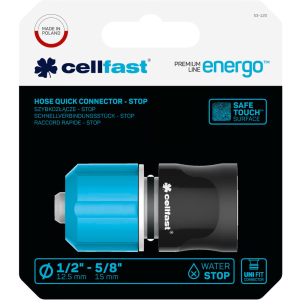 Коннектор CELLFAST ERGOLINE с аквастопом 1/2"