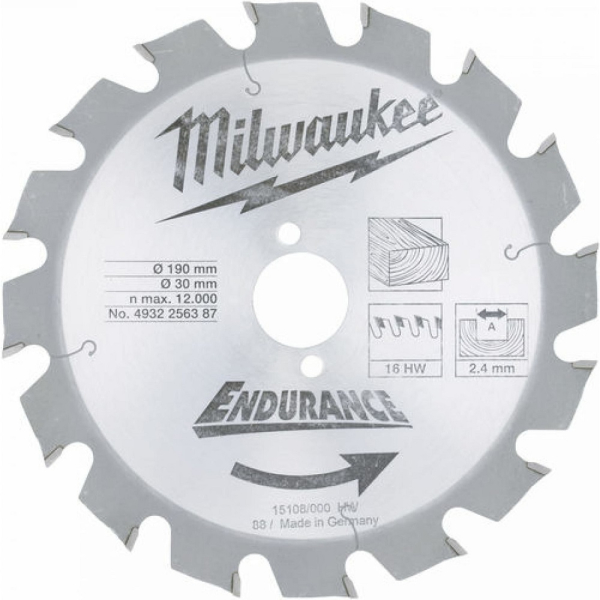 Диск п/п Milwaukee 190*30 Z16 мм  дерево