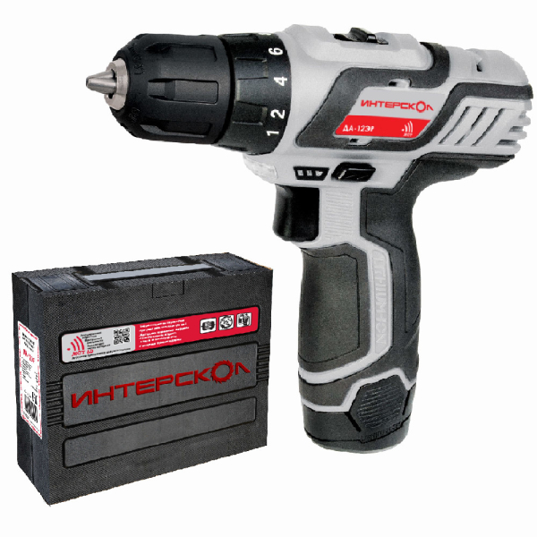 Дрель аккумуляторная Интерскол ДА-12 ЭР (2 аккумулятора, 2,0Ач) ПРОМО   30ЛЕТ