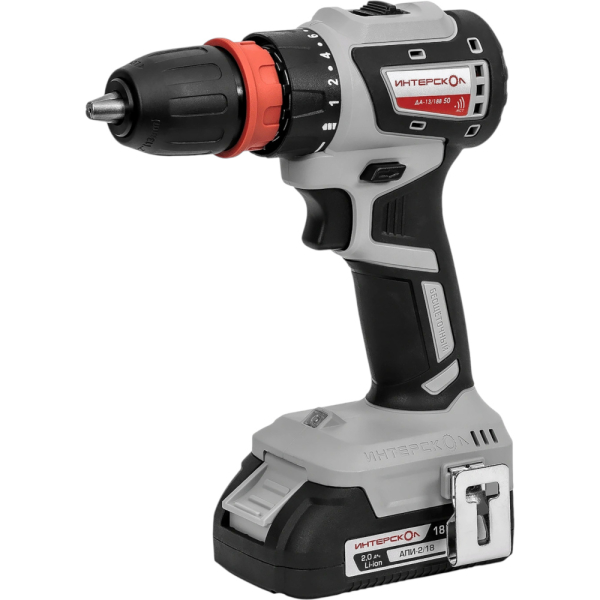 Дрель аккумуляторная Интерскол ДА-13/18В 50 АПИ (2 акк. 2Ач, 4 насадки, ЗУ,кейс)