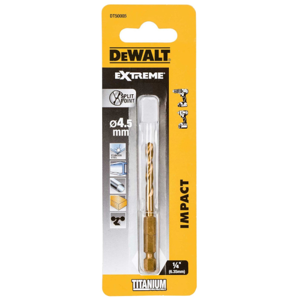 Сверло DEWALT TITAN по металлу 4,5 мм   DT 50005    (1шт в упак)