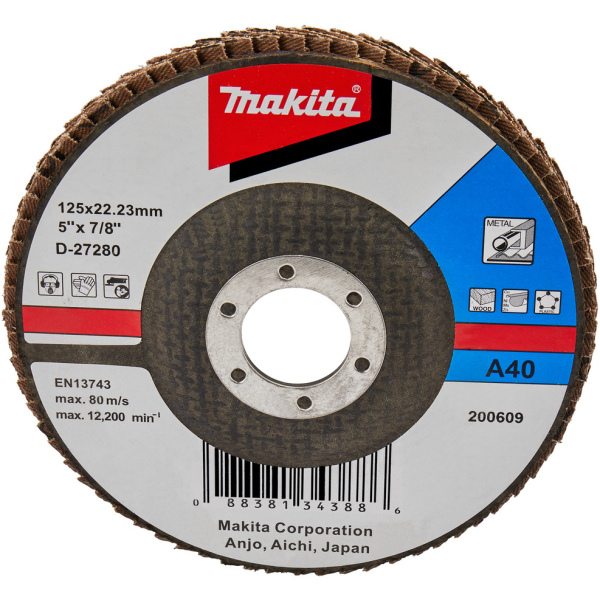 Диск лепестковый Makita 125x22мм К40 для ровной поверхности   D-27280