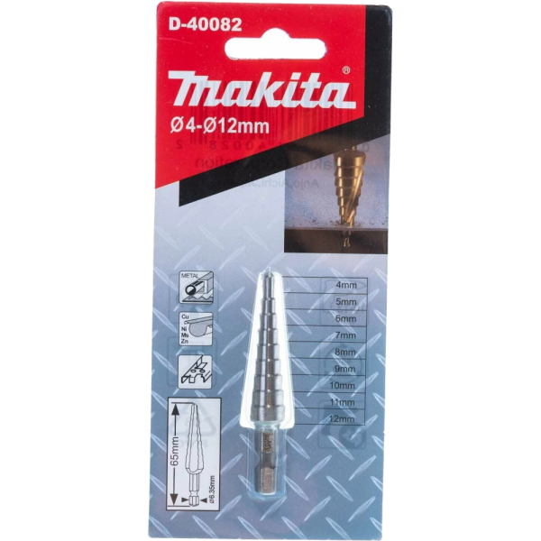 Сверло ступенчатое Makita HSS ф 4-12мм   D-40082