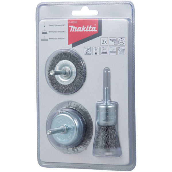 Набор щеток Makita проволочных 1/4" 3 шт   D-66070