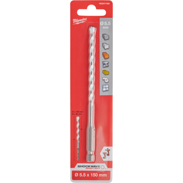 Сверло Milwaukee HEX GEN II по мультиматериалам 5.5x150