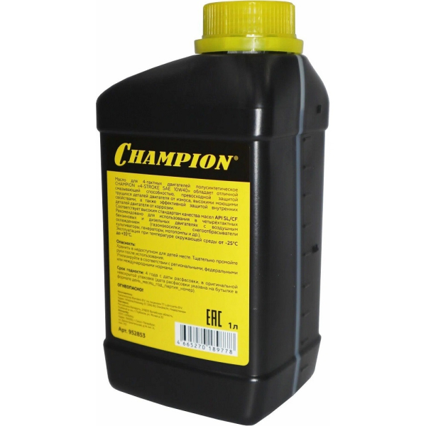Масло CHAMPION 4-тактное SAE 10W40 API SL/CF полусинтетика 1л