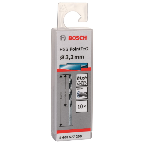 Сверло BOSCH PointTeQ 3.2*36 по металлу спиральное 10шт     2.608.577.200