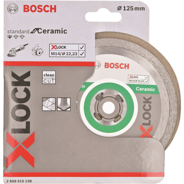 Диск алмазный BOSCH X-LOCK Standard for Ceramic 125*1,6*22.2 сплошной     2.608.615.138