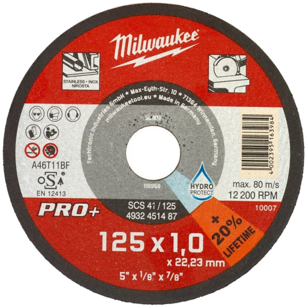 Диск абразивный Milwaukee 125*1,0*22,2 PRO+  металл
