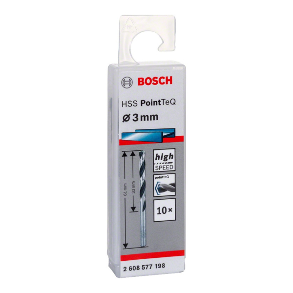 Сверло BOSCH PointTeQ 3.0*61 по металлу спиральное 10шт     2.608.577.198