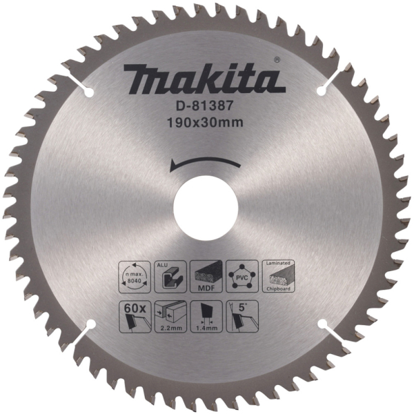 Диск п/п Makita 190*30*2.2/1.4*60T   (D-81387) универсальный