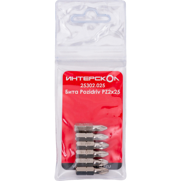 Бита Интерскол Pozidriv PZ2х25 (6шт)   25302.025