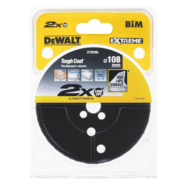 Цифенбор с карбидным покрытием DEWALT DT 8208 L 108*46 мм