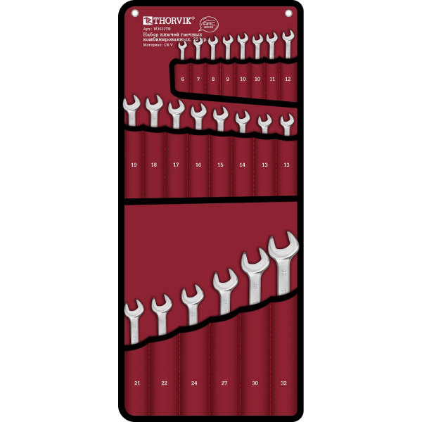 Набор ключей THORVIK гаечных комбинированных серии ARC , 6-32 мм, 22 предметов   W3S22TB