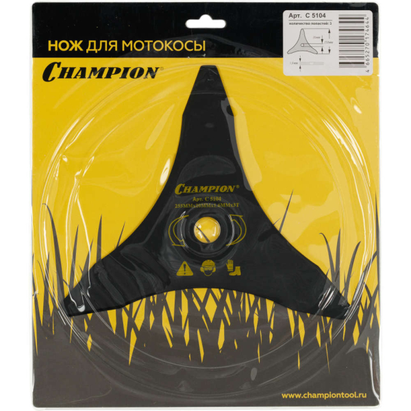 Нож CHAMPION для триммера 3-х зубчатый d=250*20mm (тип В)   C5104