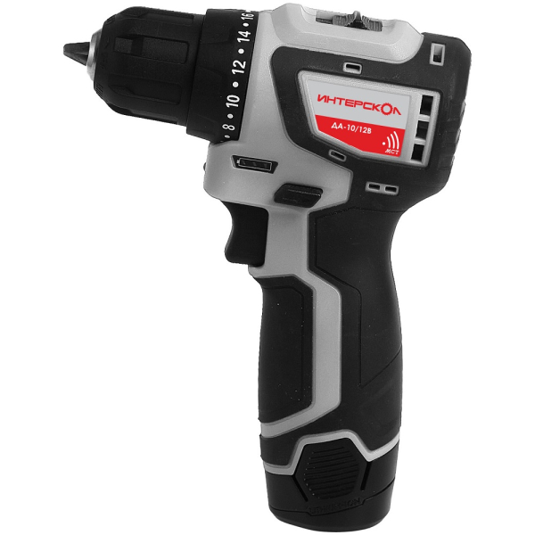 Дрель аккумуляторная Интерскол ДА-10/12 В МиниМАКС (2 аккум. 12v 2Ah Li-Ion, кейс) Подарочная серия