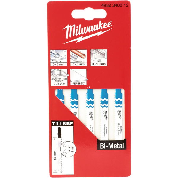 Пилочки Milwaukee для лобзика T118BF 55 мм 5 шт