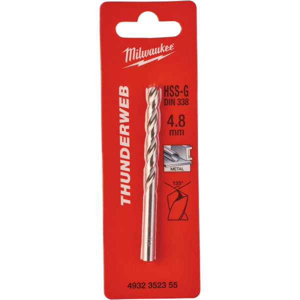 Сверло Milwaukee HSS-G THUNDERWEB по металлу 4.8x86 мм