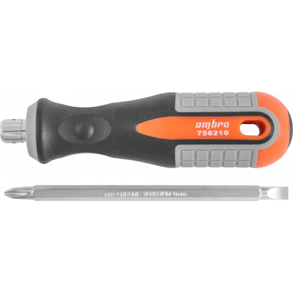 Отвертка OMBRA стержневая двусторонняя ROUND GRIP, РН2,SL6x100мм   756210
