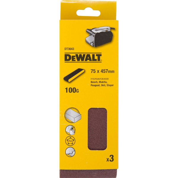 Лента шлифовальная DEWALT 75*457 Р-100   DТ 3643 QZ